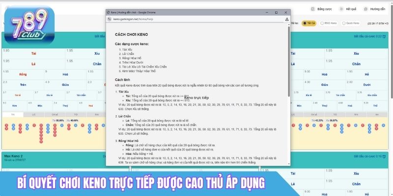 Keno Trực Tiếp 789Club - Cập Nhật Kết Quả Mới Nhất Từng Giây Phút 5 Bí quyết chơi Keno trực tiếp 789club được cao thủ áp dụng